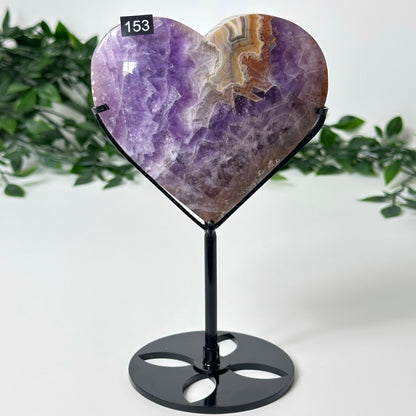 Agate and Amethyst Heart with Stand #153