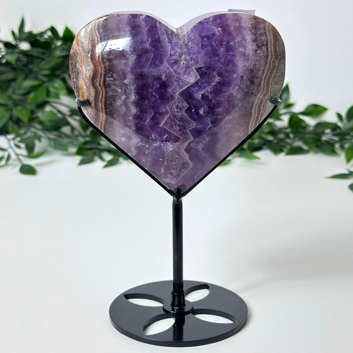 Agate and Amethyst Heart with Stand #155