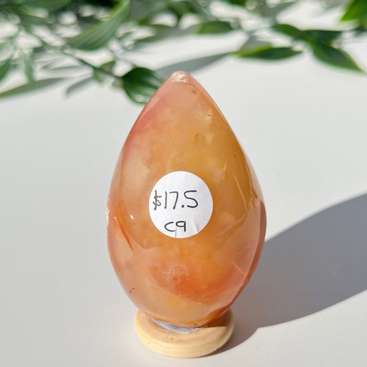 Carnelian Druzy Egg C9