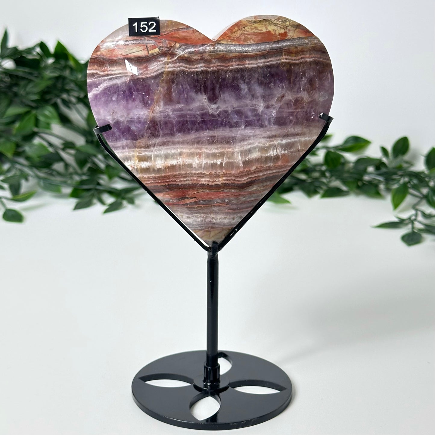 Agate and Amethyst Heart with Stand #152