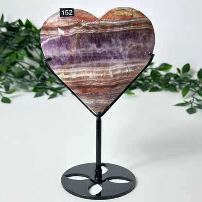 Agate and Amethyst Heart with Stand #152