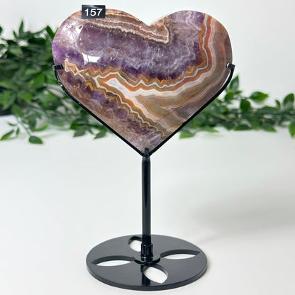 Agate and Amethyst Heart with Stand #157