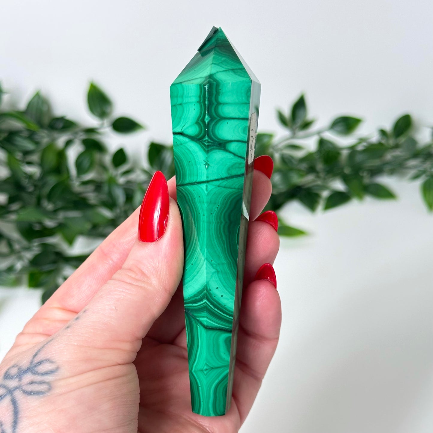 High Quality Malachite Wand with Stand #31