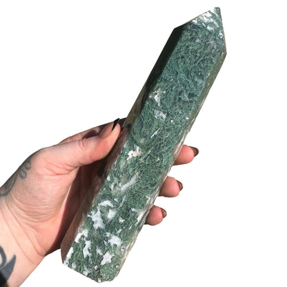 Large Moss Agate Tower