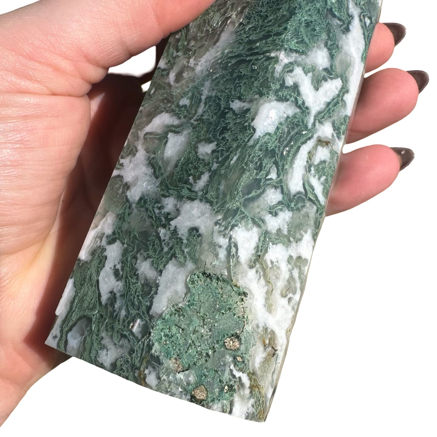 Large Moss Agate Tower