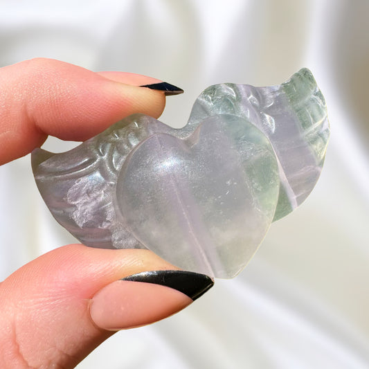Lavender Fluorite Heart w/ Wings