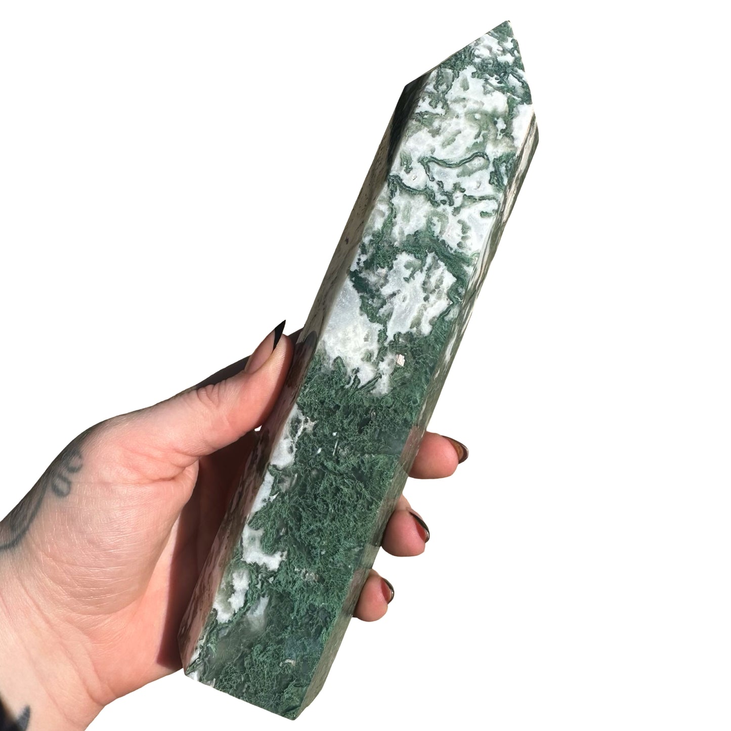 Large Moss Agate Tower