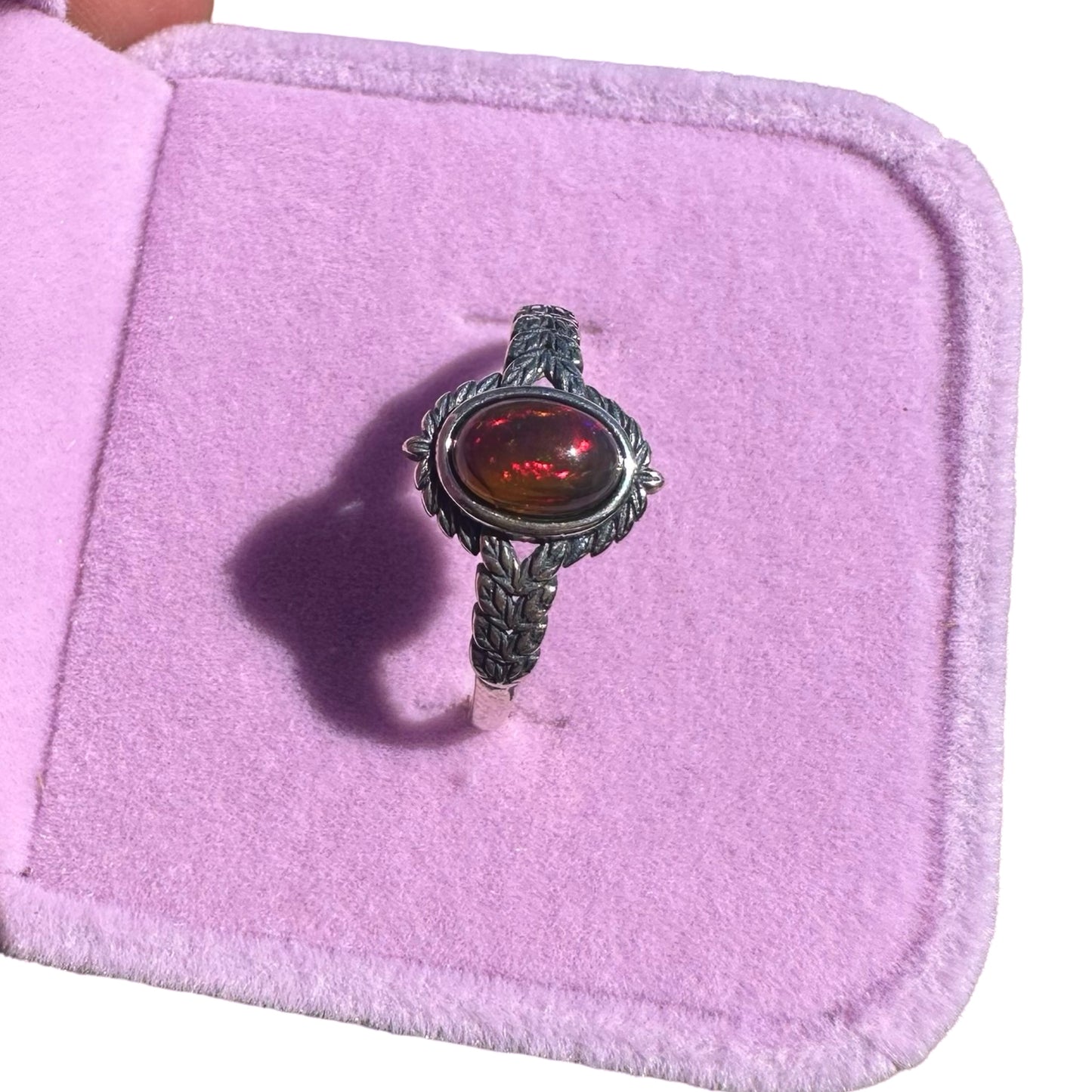 Ethiopian Black Opal Adjustable Ring B3